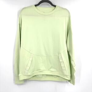 All In Motion Womens Medium Mint Green French Terry Woven Crewneck Lounge Top